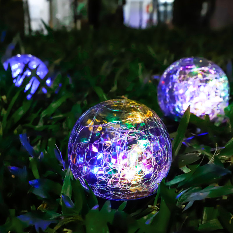 HEDAQI Solar Powered Cracked Glass Globe Ball Garden Light for Outdoor